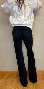 RISEN High Rise Flare Raw Cut Hem Jeans