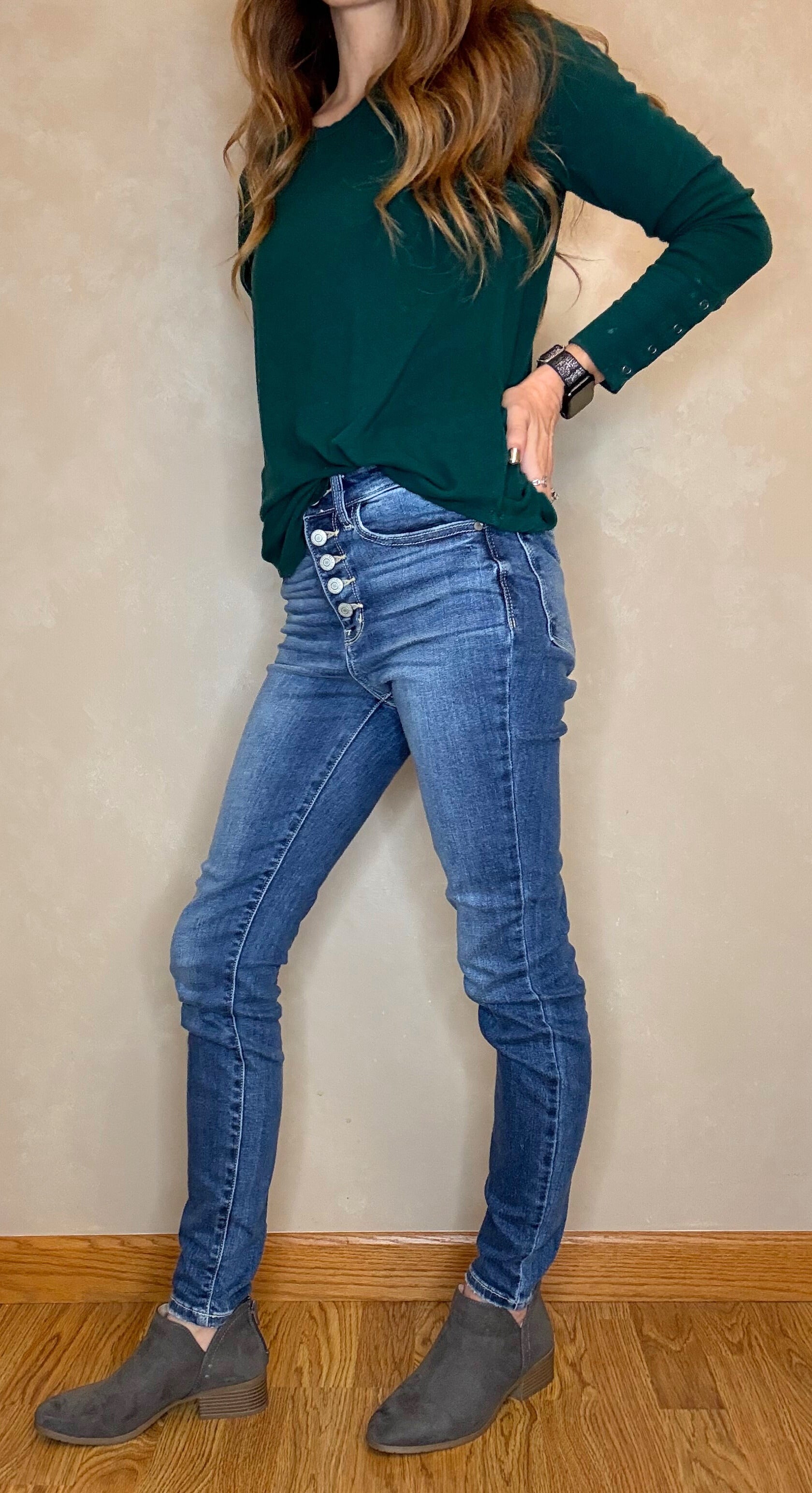 Judy Blue High Rise Button Fly Skinny Jeans Plus