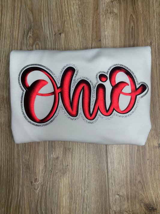 Ohio Glitter and Metallic puff Sweatshirt