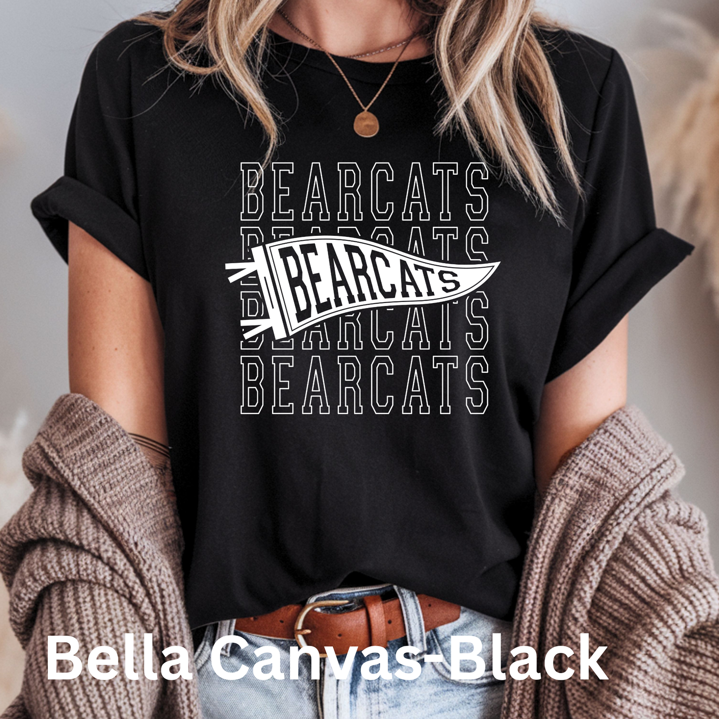 Stacked Bearcats with Flag